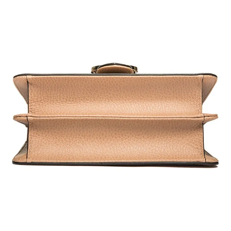 GUCCI Litchi Grain Leather Messenger Bag Trunk Bag Handbag Crossbody Bag Shoulder Bag Women's Yellow-4