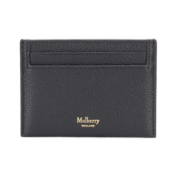Mulberry Grain Leather Wallet, Card Holder Women's Black-0