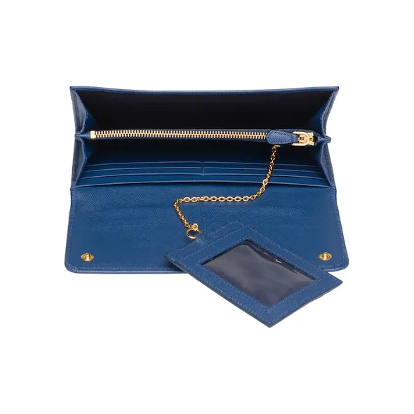 PRADA Cowhide Leather Wallet Women's Cornflower Blue-4