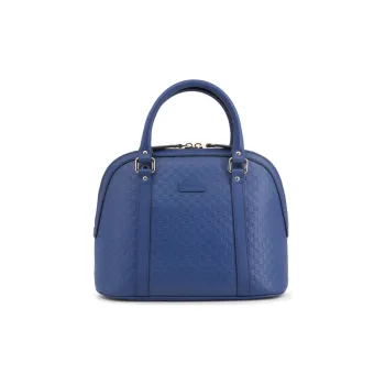 GUCCI Cow Leather Dome Bag, Shoulder Bag, Crossbody Bag, Handbag Medium Size Women's Blue