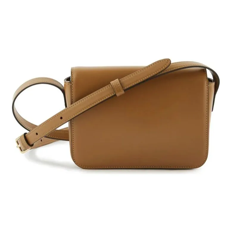 CELINE Triomphe Cow Leather Crossbody Bag Regular Women's Yellow Brown/Caramel-4