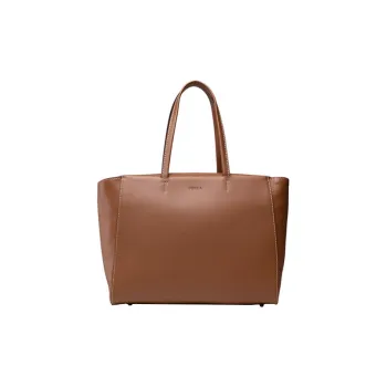 Furla Grain Leather Tote Bag, Shopping Bag, Shoulder Bag, Handbag Large Size Women's Brown