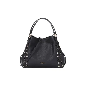 COACH Edie Cow Leather Shoulder Bag, Crossbody Bag, Handbag Large Size Women's Black