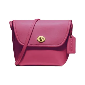 COACH Turnlock Cow Leather Crossbody Bag, Shoulder Bag Small Size Women's Pink