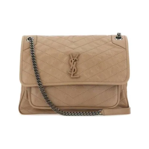 SAINT LAURENT Niki Leather Crossbody Bag Shoulder Bag Large Size Women's Brown