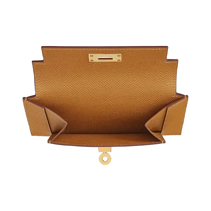 HERMES Kelly Pocket Cow Leather Wallet Women's Sesame-2