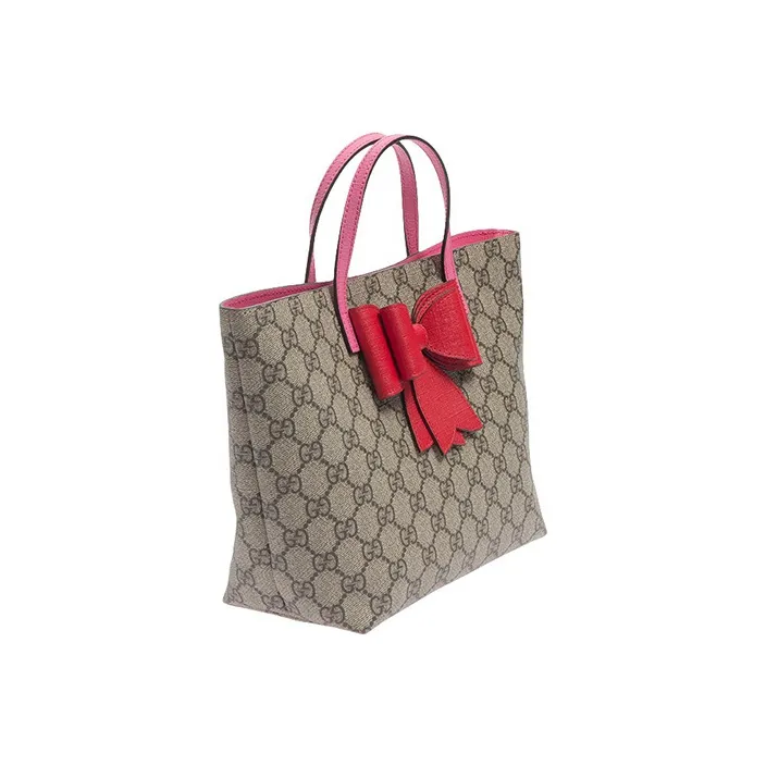 GUCCI Canvas With Leather Tote Bag Shopping Bag Handbag Kids' Bags Kids' Ebony/Pink/Red-1