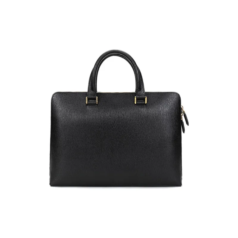 FERRAGAMO Cow Leather Briefcase, Laptop Bag, Business Bag, Handbag Men's Black-3