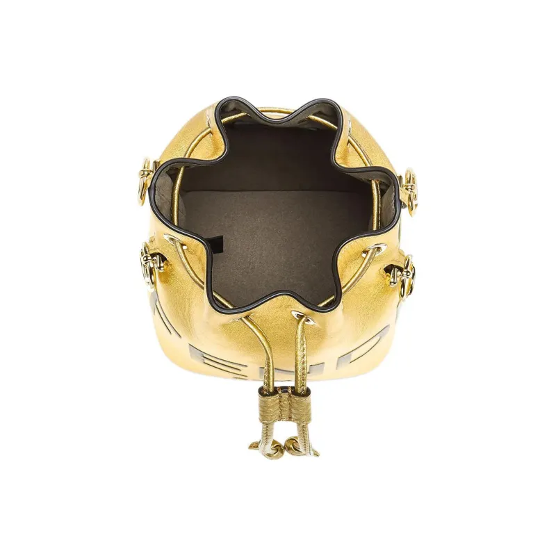 FENDI Mon Tresor Calfskin Bucket Bags Shoulder Bag Crossbody Bag Handbag Mini Women's Gold-3