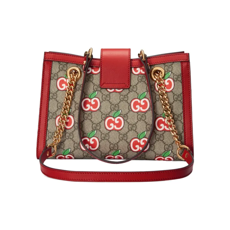 GUCCI Canvas With Leather Tote Bag Shopping Bag Portable Crossbody Bag Shoulder Bag Women's Ebony & Red-4