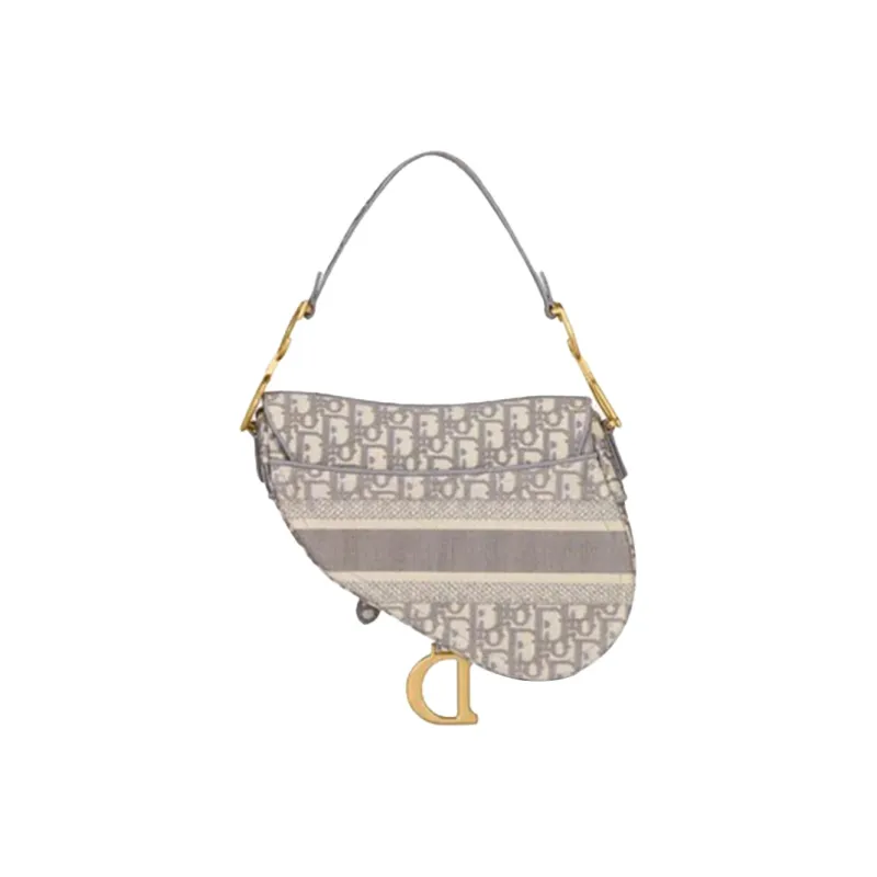 DIOR Saddle Bag Gray DIOR Oblique Embroidery-3
