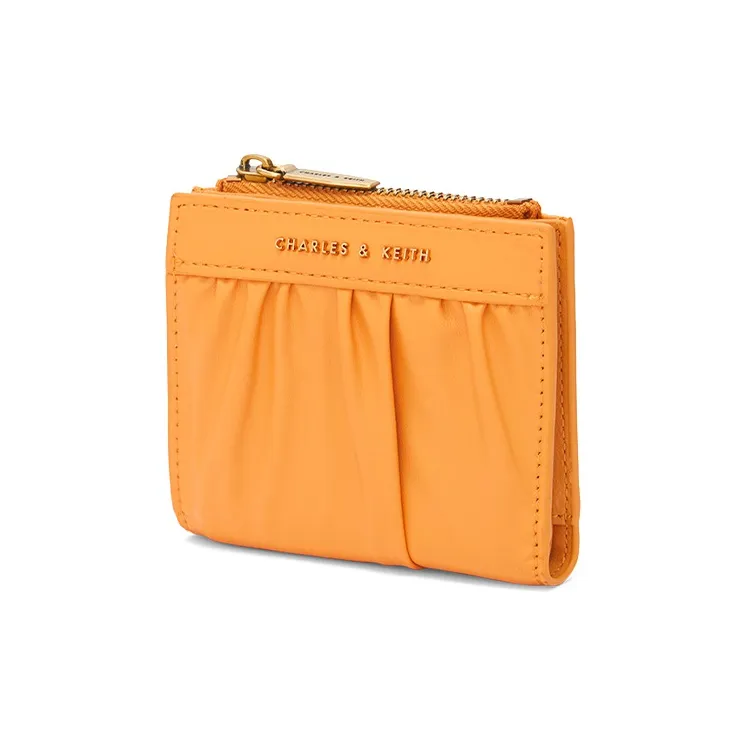 CHARLES&KEITH Artificial Leather Card Holder Wallet Mini Women's Light Pink/Tawny/Dark Green/Black-4