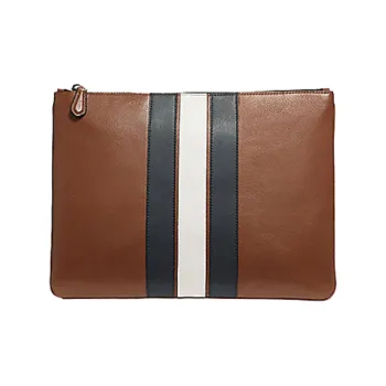 COACH Pouch Cow Leather Clutch Large Size Men's Brown