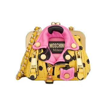 MOSCHINO Sheepskin Shoulder Bag Mini Women's Yellow & Pink