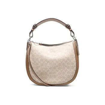 COACH Sutton Canvas Leather Crossbody Bag Handbag Shoulder Bag Large Size Women's Light Khaki Multicolor