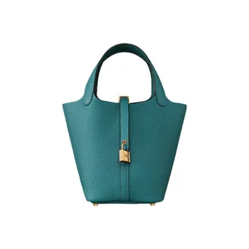 HERMES Picotin Lock Bullhide Basket Bag Bucket Bag Handbag Women's Bosporus Green