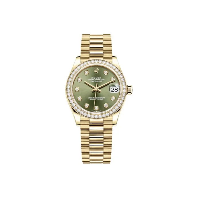 ROLEX Log Series Automatic Mechanical Movement Women's Watch 31mm Green Dial 18ct Gold Watch Case-0