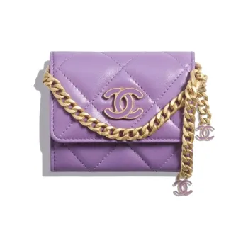 CHANEL Lambskin Clutch, Shoulder Bag, Crossbody Bag Women's Purple