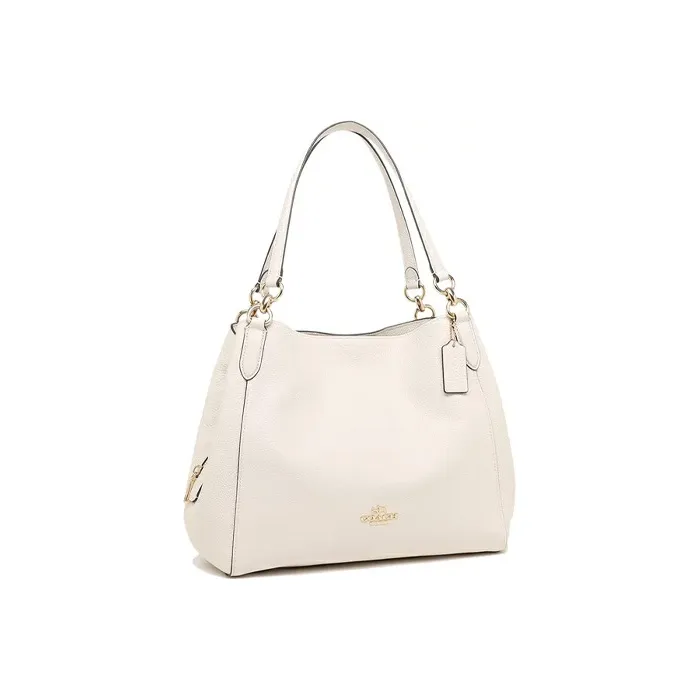 COACH Hallie Canvas Leather Bucket Bag Portable Crossbody Bag Shoulder Bag Large Size Women's Ecru-1