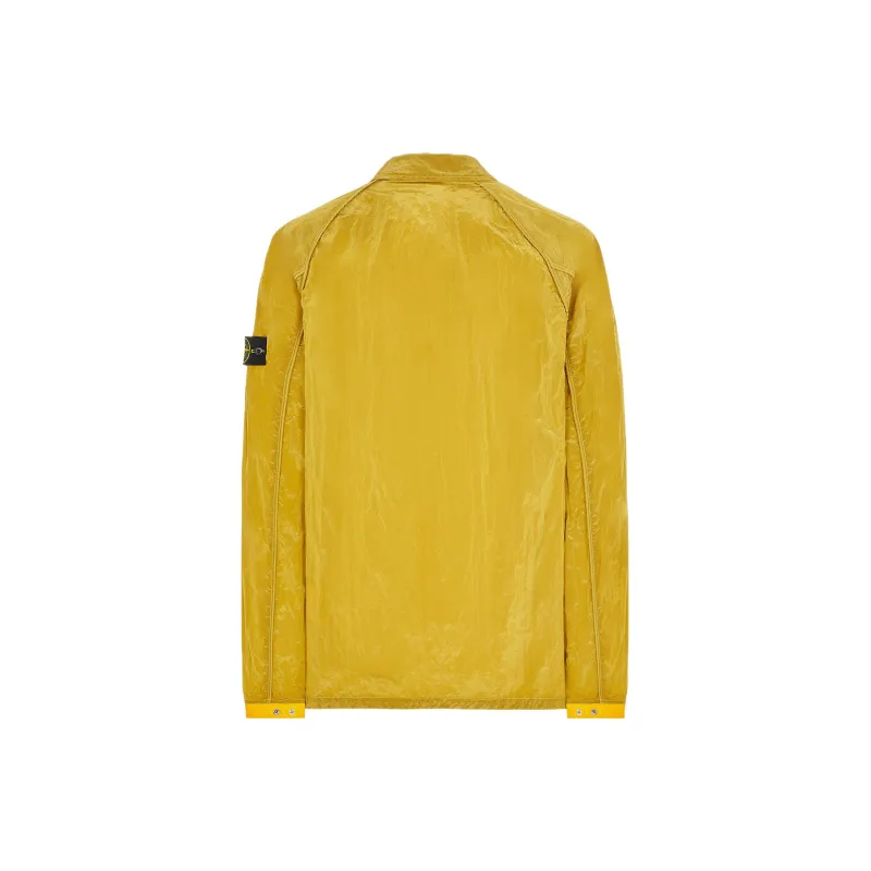 STONE ISLAND Compass patch Crinkled Zip up Overshirt-1