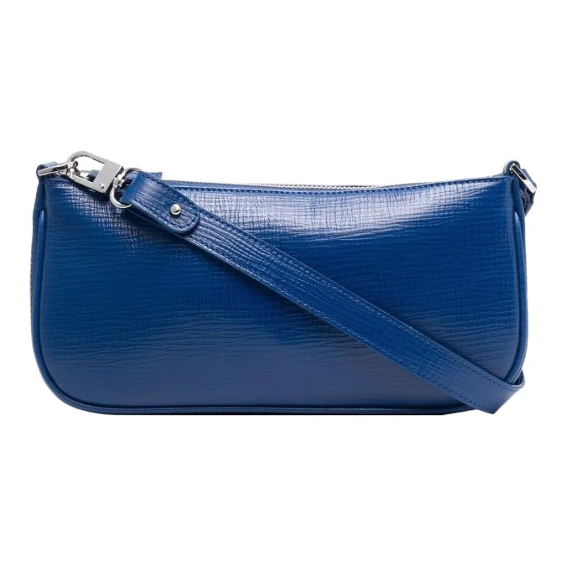 By Far Rachel Cow Leather Shoulder Bag, Baguette Bag, Handbag, Shoulder Bag Women's Dark Blue-0