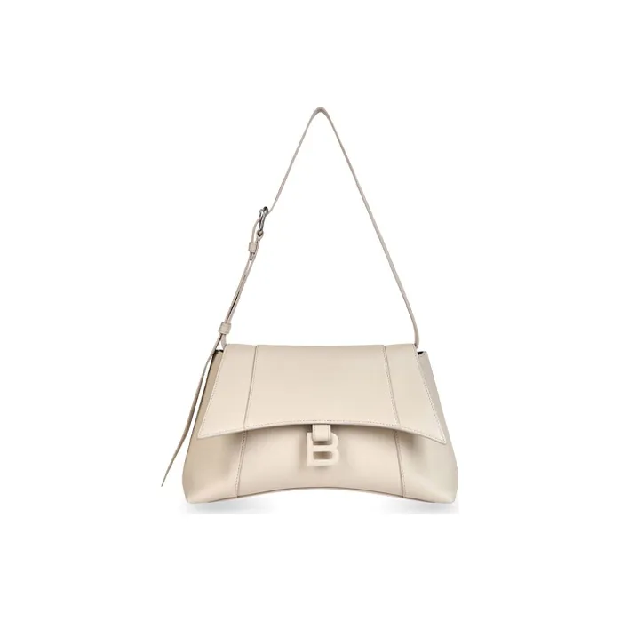 Balenciaga Downtown Smooth Calf Leather Shoulder Bag Crossbody Bag Small Size Women's Beige-0
