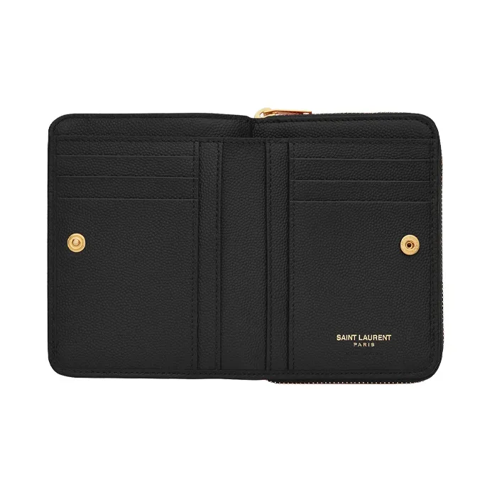 SAINT LAURENT Monogram Quilted Leather Wallet Women's Black-2