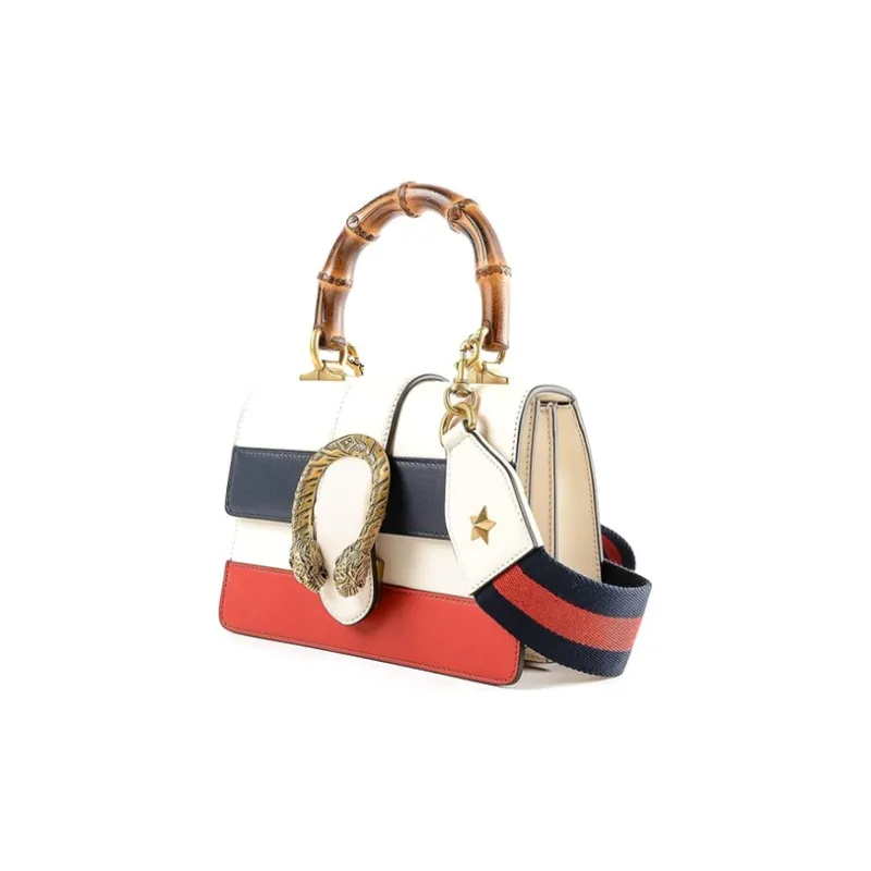 GUCCI Dionysus Leather Shoulder Bag Crossbody Bag Handbags Mini Women's White/Dark Blue/Red-1