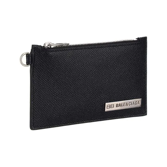 Balenciaga Cow Leather Coin Purses Wallets Men's Black-1