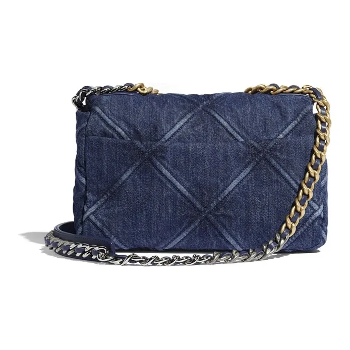 CHANEL 19Bag Denim Flap Bag, Shoulder Bag, Crossbody Bag Trumpets Women's Blue-1