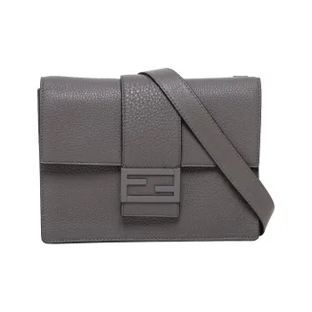 FENDI Baguette Cow Leather Baguette Bag, Shoulder Bag, Crossbody Bag Medium Size Men's Gray