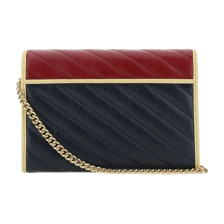 GUCCI Marmont Leather Crossbody Bag, Shoulder Bag Mini Women's Red & Blue-2