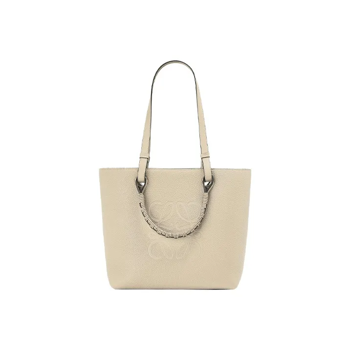 LOEWE Grained Calfskin Tote Bag Shopping Bag One Shoulder Handbag Small Size Women's Light Oat-0