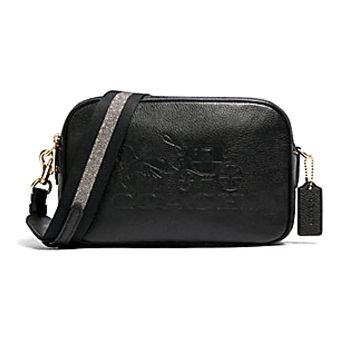 COACH Jes Leather Shoulder Bag Crossbody Bag Medium Size Women's Black-0