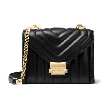 MICHAEL KORS Whitney Sheepskin Envelope Bag, Shoulder Bag, Crossbody Bag Small Size Women's Pure Black