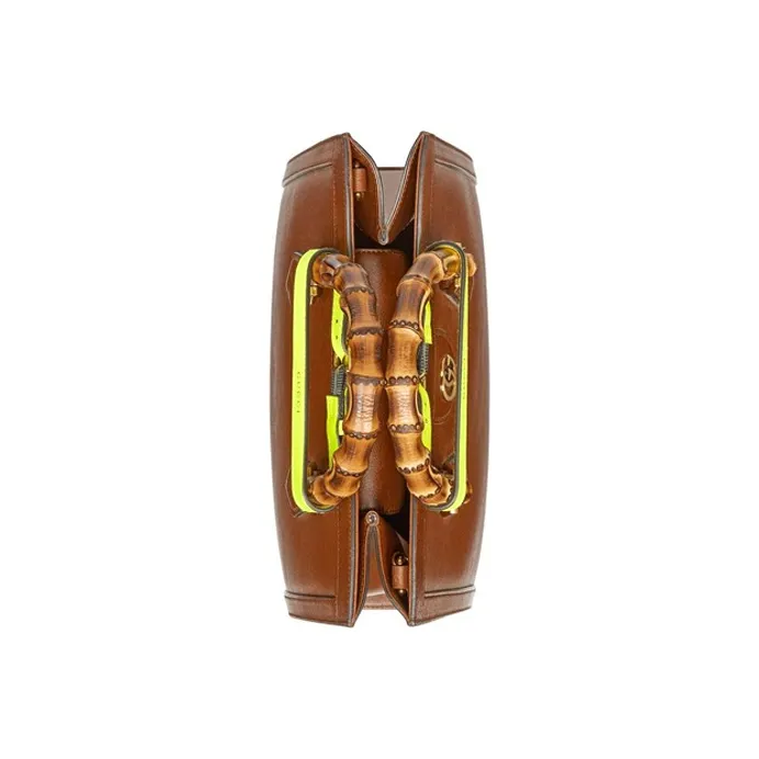 GUCCI Diana Leather Tote Bag, Shopping Bag, Shoulder Bag, Crossbody Bag, Handbag Trumpets Unisex Brown-4