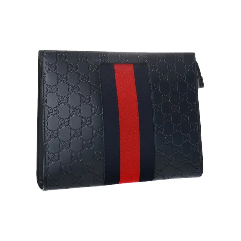 GUCCI Leather Wallet, Briefcase, Clutch Men's Blue-1