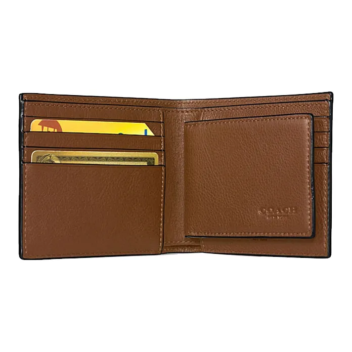 COACH 3 IN 1 Wallet Litchi Grain Cow Leather 3 in 1 Wallet Men's Dark Brown-5