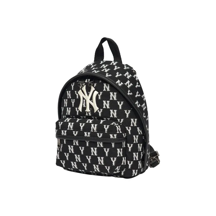 MLB Monogram Collection Polyester Backpack Small Size Unisex Black-1