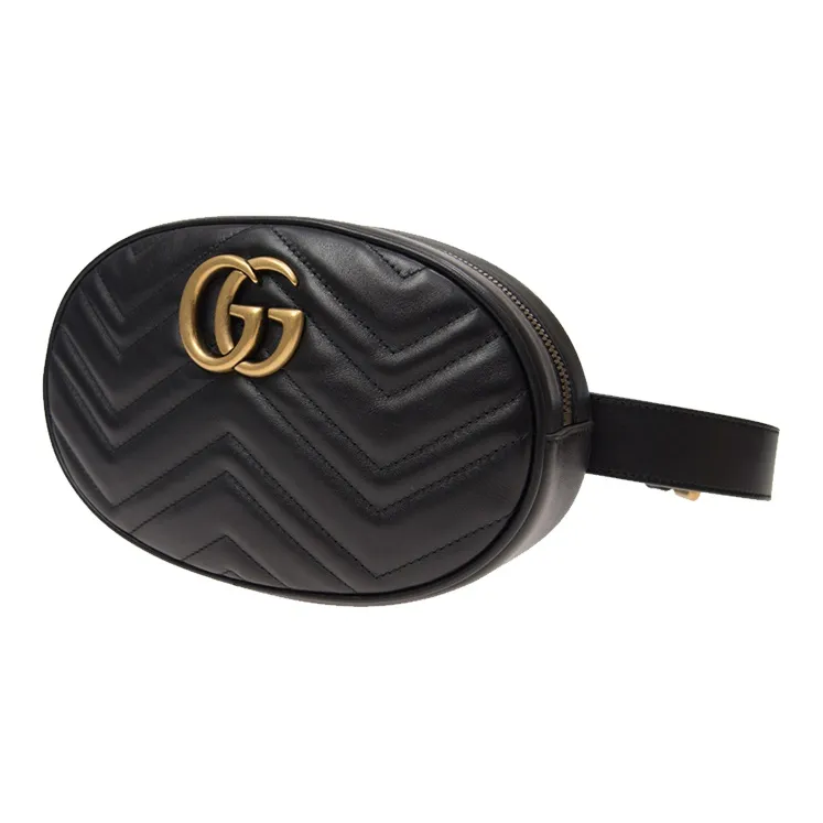 GUCCI GG Marmont Cow Leather One Shoulder Crossbody Bag, Sling Bag, Fanny Pack Women's Black-1