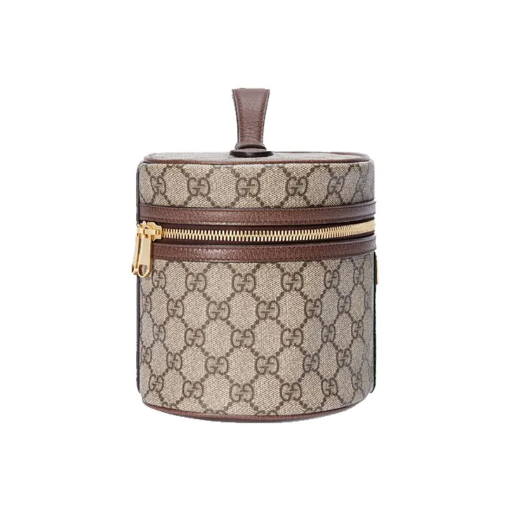 GUCCI Ophidia Canvas With Leather Handbag Women's Brown-3