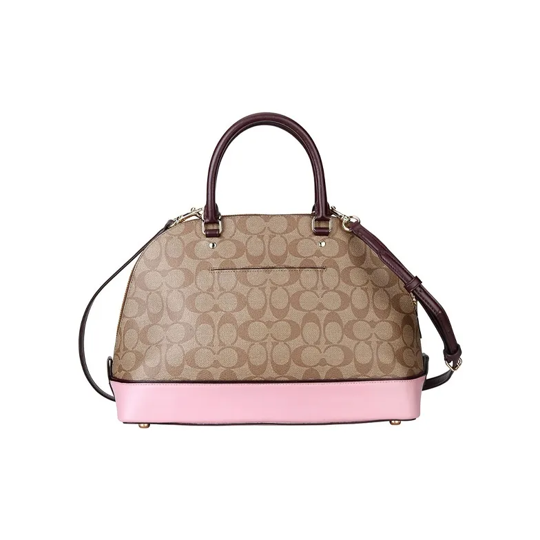 COACH Sierra PVC Dome Bag Handbag Shoulder Bag Crossbody Bag Large Size Women's Khaki Cherry Blossom Pink-2