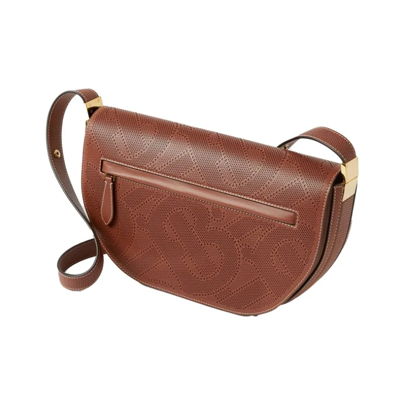 Burberry Olympia Perforated Leather Shoulder Bag Crescent Bag Portable Crossbody Bag Shoulder Bag Women's Tan-2
