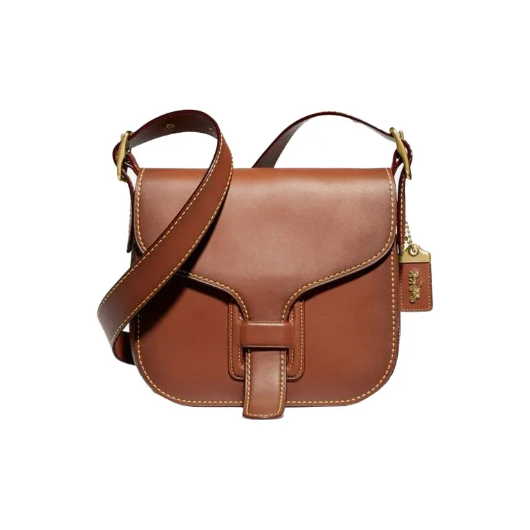 COACH Courier Leather Crossbody Bag Medium Size Women's Brown-0