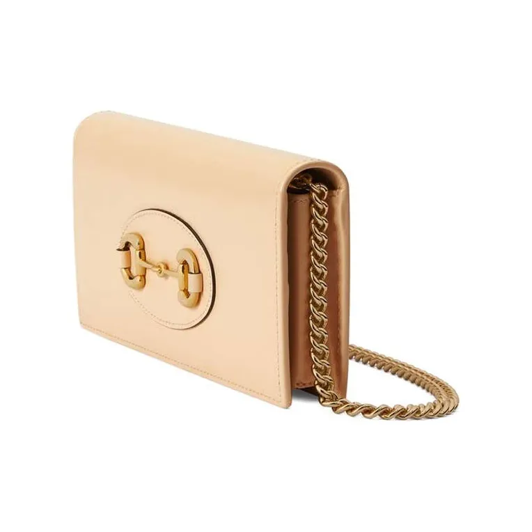 GUCCI Horsebit 1955 Leather WOC Small Crossbody Bag Shoulder Bag Crossbody Bag Small Size Women's Beige-2
