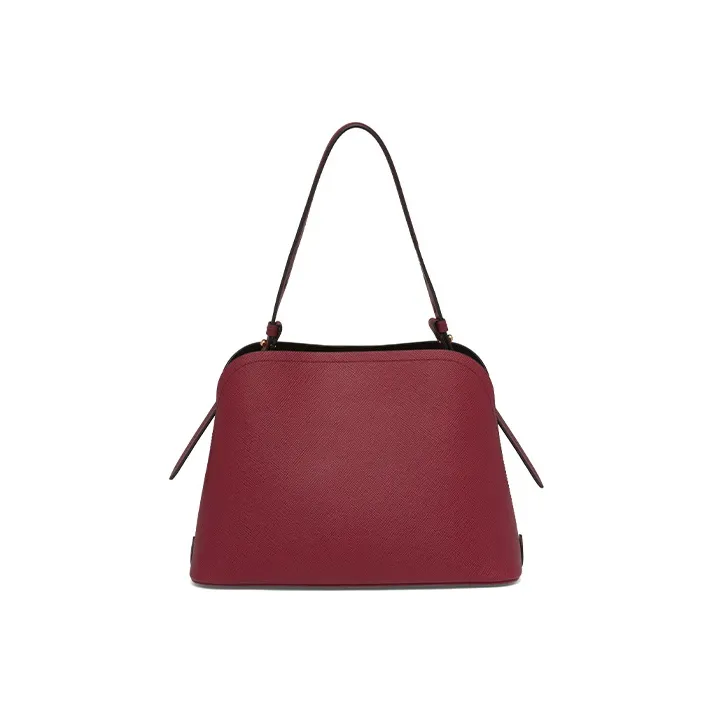 PRADA Saffiano Leather Shoulder Bag Crossbody Bag Small Size Women's Dark Red/Black-2