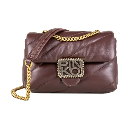 PINKO Puff Sheepskin Flying Bird Bag Swan Bag Shoulder Bag Crossbody Bag Mini Women's Brown