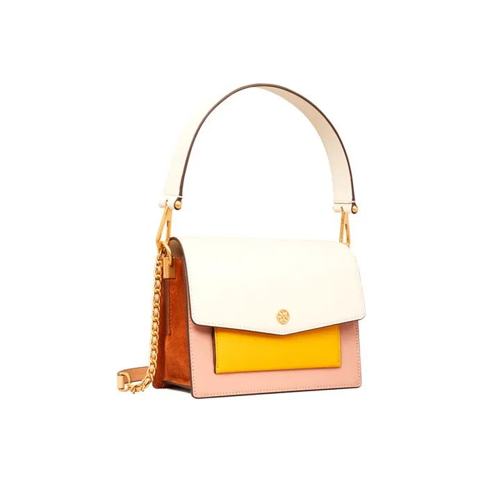 TORY BURCH Robinson Leather Handbag Shoulder Bag Women's White Multicolor-1