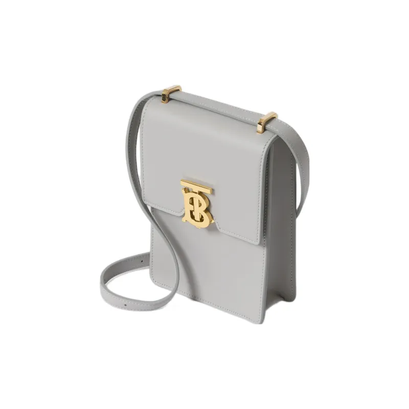 Burberry Robin Leather Cell Phone Pouch Shoulder Bag Crossbody Bag Women's Gray Stone Multicolor Gray-2