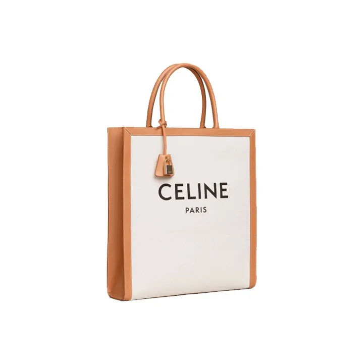 CELINE Cabas Canvas With Calfskin Canvas Bag Tote Bag Shopping Bag Trunk Bag Handbag Unisex Original & Tawny-1